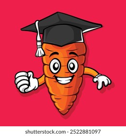 
Carrot smile face character with education cap kids design