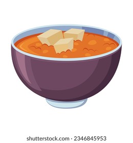 Carrot soup vector illustration. Cartoon drawing of deep bowl with carrot soup on white background. Healthy food concept