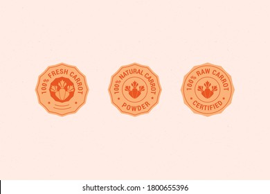 Carrot Stamp Design Set. Element for design, advertising, packaging of carrot products