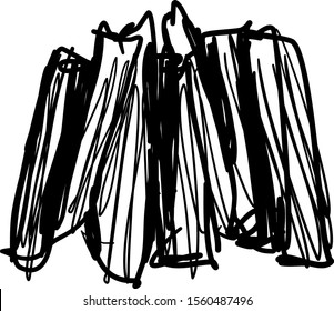 Carrot sticks drawing, illustration, vector on white background.
