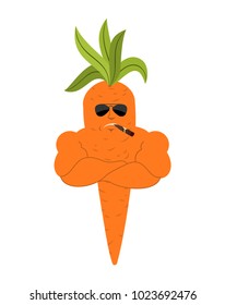 Carrot Strong Cool serious. Vegetable smoking cigar emoji