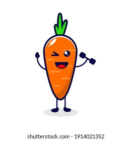 Carrot Strong Cute Character Illustration