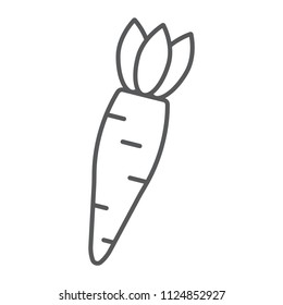 Carrot thin line icon, vegetable and diet, vegetarian sign, vector graphics, a linear pattern on a white background, eps 10.