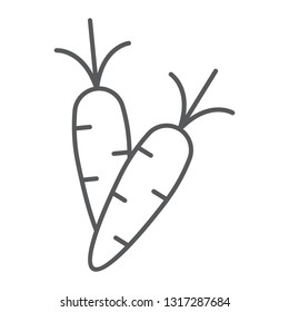Carrot thin line icon, vegetable and food, root sign, vector graphics, a linear pattern on a white background, eps 10.