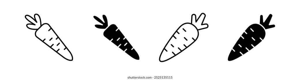 Carrot thin line vector icon collection