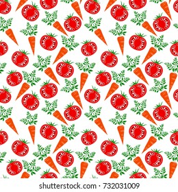 Carrot and tomato seamless pattern 