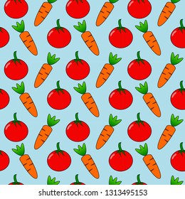 carrot tomato vegetables  seamless pattern vector