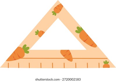 Carrot Triangle Ruler Flat Illustration