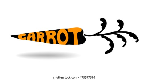 carrot typography with orange letters on black shape