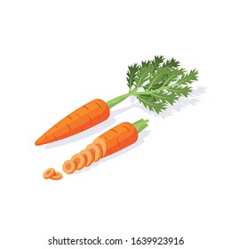 Carrot. Vector 3d isometric, color web icon, new flat style. Creative illustration design, idea for infographics.