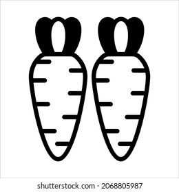 Karottenvektor schwarz gefüllte Umrisssymbol. Moderne, dünne Liniensymbole. Sammlung traditioneller Elemente.