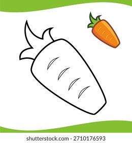 A carrot vector design illustration for coloring pages of kindergarten 