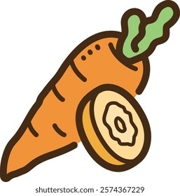 Carrot vector doodle illustration and graphic