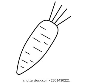 Karotten Vektorgrafik Symbol, Illustration des Agrarprodukts. Zeichnung einzeln auf weißem Hintergrund.