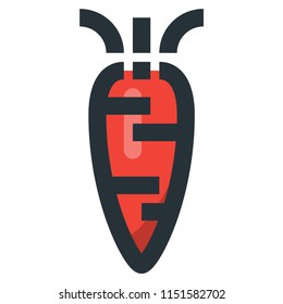 Carrot Vector Filled Line Icon 32x32 Pixel Perfect. Editable 2 Pixel Stroke Weight. Colorful Medical Health Icon for Website Mobile App Presentation