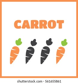 Carrot vector icon cartoon style isolated on white background. Carrot isolated black and color icons
