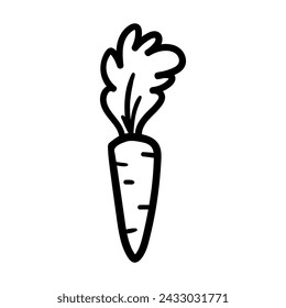 Carrot vector icon in doodle style. Symbol in simple design. Cartoon object hand drawn isolated on white background.