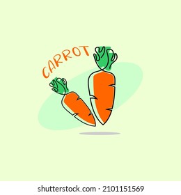 
Carrot vector illustration, background. Carrot logo. One line drawing art illustration.