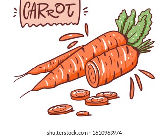 Carrot. Vector illustration. Cartoon style. Isolated on white background.