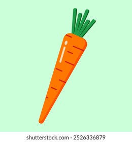 Ilustración vectorial de zanahoria. Ilustración vectorial de una zanahoria plana. Perfecto para tiendas de comestibles, proyectos de alimentación saludable y envases de alimentos.