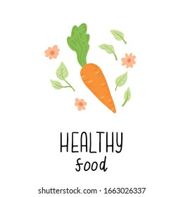 Carrot vector illustration isolated. Concept of healthy food, vegetable. Carrot have abstract, simple cartoon, hand drawn style.