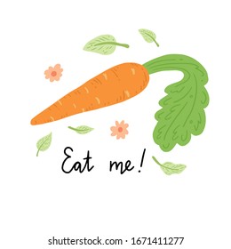 Carrot vector illustration isolated. Concept of healthy food, vegetable. Carrot have abstract, simple cartoon, hand drawn style.