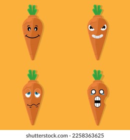 carrot vector illustration with various expressions.