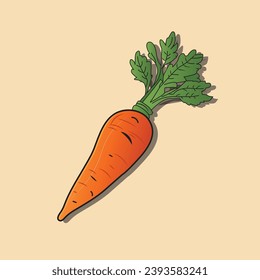 Carrot vector illustration. Carrot vegetable drawing for design elements.Carrot with leaves drawing design elements. 