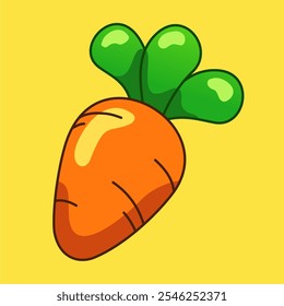 Carrot vector isolated on orange background, Carrot vector cute simple vector