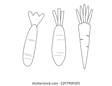 carrot vector for kid coloring book cartoon icon 