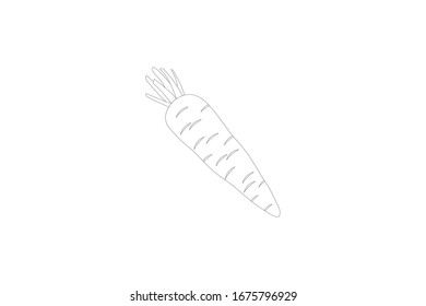 Carrot Vector Outline Illustration Of Vegetable