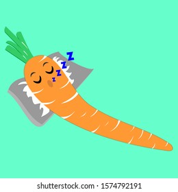 Carrot Vector Sleeping On A Pillow
