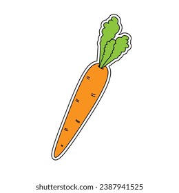 Pegatina vectorial de zanja sobre un fondo blanco. Ilustración de dibujos animados planos vectores. Alimentos saludables dietéticos y vegetarianos.