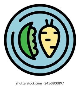 Carrot vegan food icon outline vector. Vegetarian diet. Eco food color flat