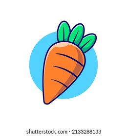 Carrot Vegetable Cartoon Vector Icon Illustration. Food Objects Icon Concept Isolated Premium Vector. Flat Cartoon Style