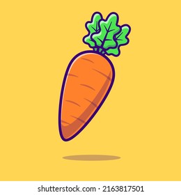 Carrot Vegetable Cartoon Vector Icon Illustration. Food Nature Icon Concept Isolated Premium Vector. Flat Cartoon Style