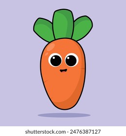 carrot vegetable cartoon vector illustration. concept of vegetables with cute expressions. flat cartoon style