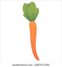 Carrot vegetable cartoon.Vitamin vegetable.Ripe carrot.Isolated on white background.Vector flat illustration.