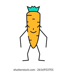 carrot vegetable character line icon vector. carrot vegetable character sign. isolated symbol illustration