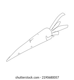 Hortalizas de zanahoria en estilo de dibujo de línea continua. Esbozo lineal minimalista de la planta de zanahoria aislado sobre fondo blanco. Vector de una línea