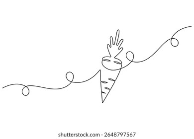 Verdura de zanahoria en una línea continua estilo de dibujo de arte minimalista de una sola línea única planta de zanahoria Ilustración vectorial de cultivo.