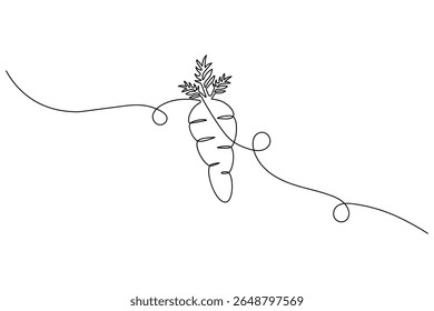 Verdura de zanahoria en una línea continua estilo de dibujo de arte minimalista de una sola línea única planta de zanahoria Ilustración vectorial de cultivo.