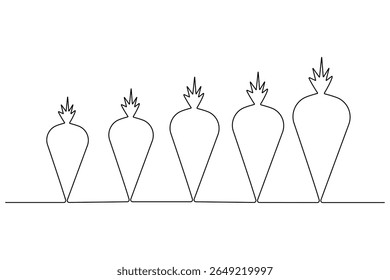 Carrot vegetable in continuous one line art drawing style minimalist single line unique food vector illustration.