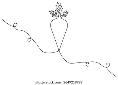 Carrot vegetable in continuous one line art drawing style minimalist single line unique food vector illustration.