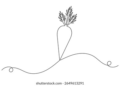 Carrot vegetable in continuous one line art drawing style minimalist single line unique healthy food vector illustration.
