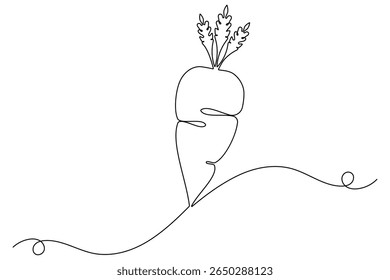 Carrot vegetable in continuous one line art drawing style minimalist single line unique healthy food vector illustration.