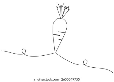 Carrot vegetable in continuous one line art drawing style minimalist single line unique healthy food vector illustration.
