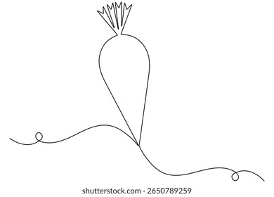 Carrot vegetable in continuous one line art drawing style minimalist single line unique healthy food vector illustration.