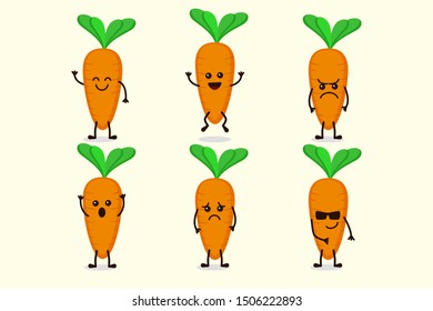 Carrot Vegetable Cute Character Isolated Vector