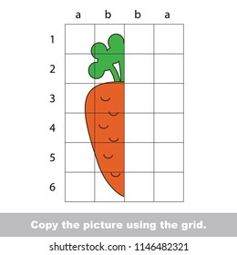 Carrot vegetable, the educational game with simple game level. Copy the half of the picture.